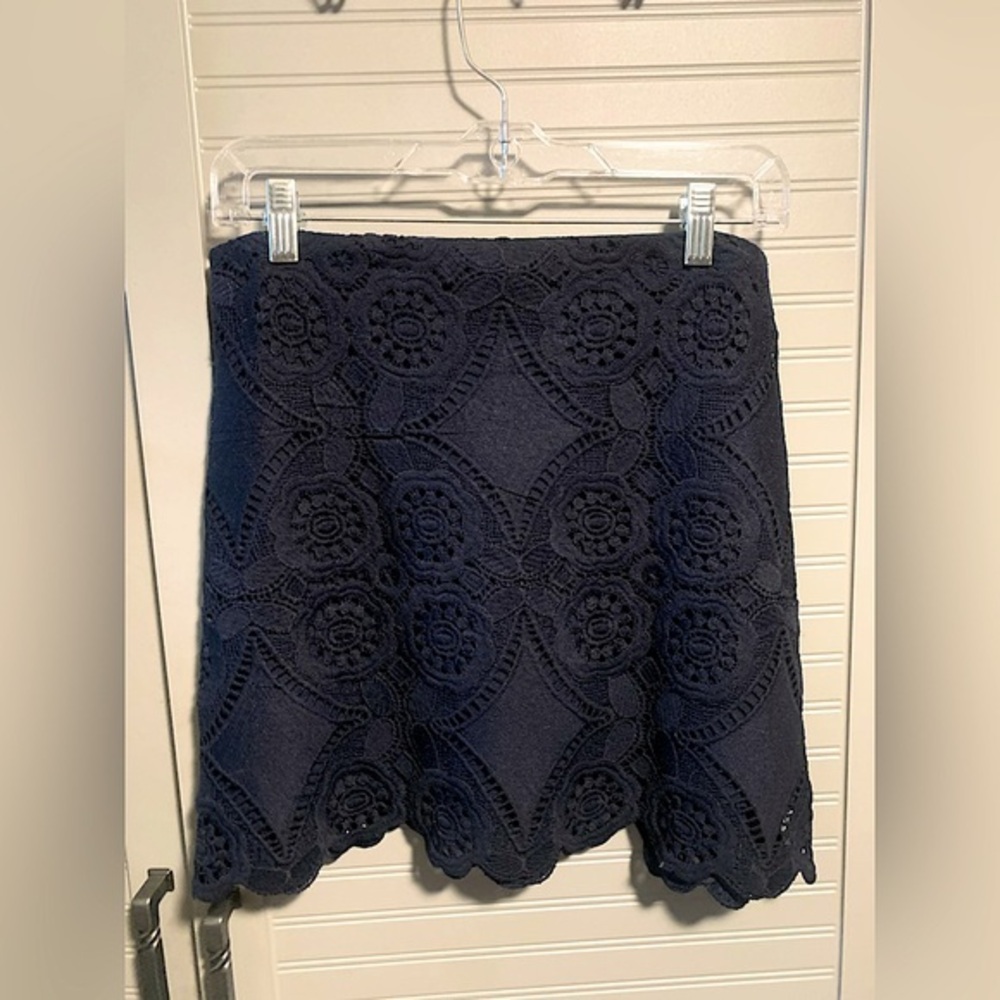 Abercrombie & Fitch Crochet Blue Mosaic Tile Mini Skirt Sz. 4 NWOT MSRP: $50.00